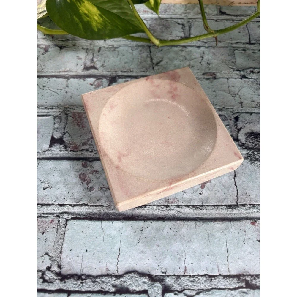 Handmade Soap Dish Cement Soap Holder Square Bathroom Kitchen Marbled